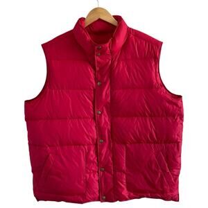 Lands' End Mens XL 46-48 Down Puffer Vest Snap Front Pockets Red Outdoor Hunting
